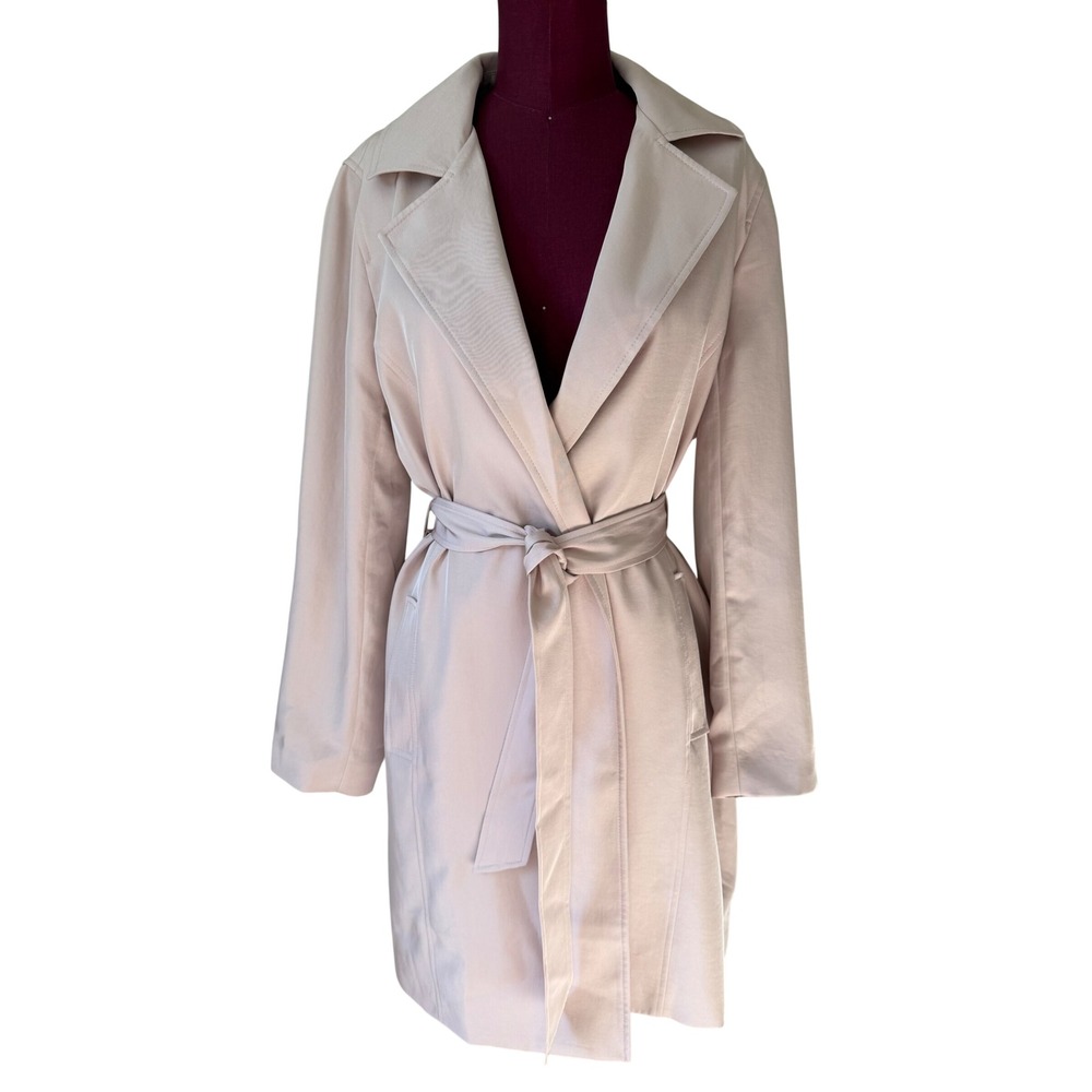 Express Trench Coat NEW Lightweight Belted Blush Pink Medium - Picture 2 of 8